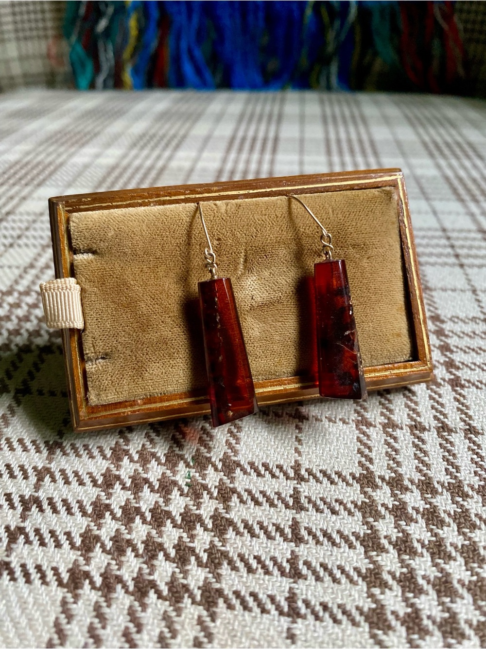 Handcrafted Red Amber Drop Earrings